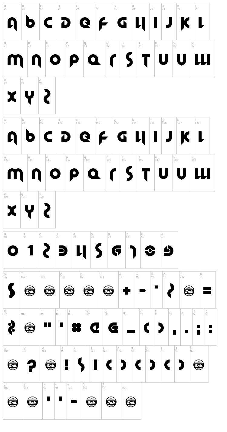 Hallowed Grad font map